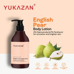 Yukazan English Pear Body Lotion 300ml - Daily Moisturizing Brightening Body Lotion