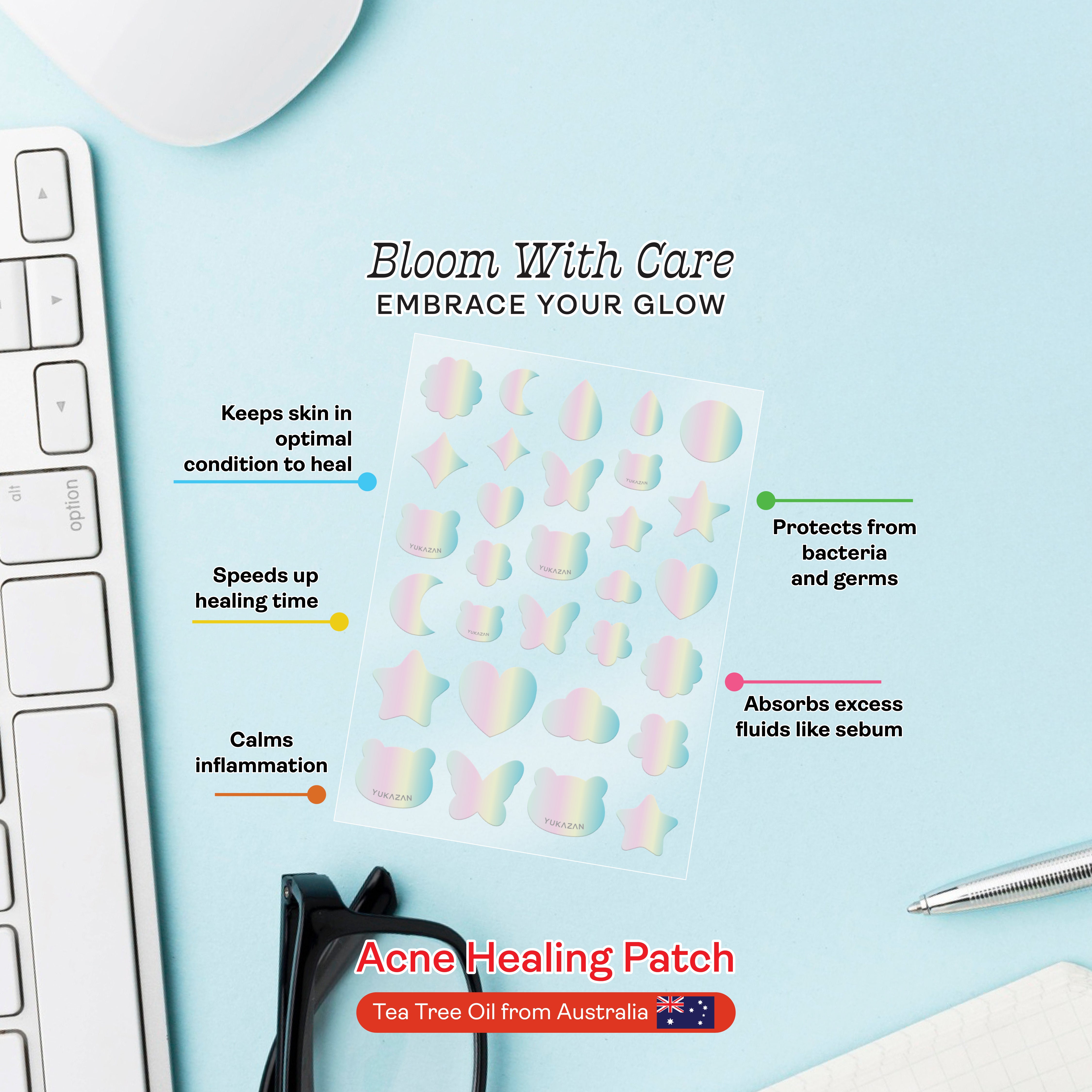 Yukazan Acne Healing Patch 30's | Cute Design Acne Patch | Pimple Acne Patch | Concealer Pimple Patch | Tea Tree Oil