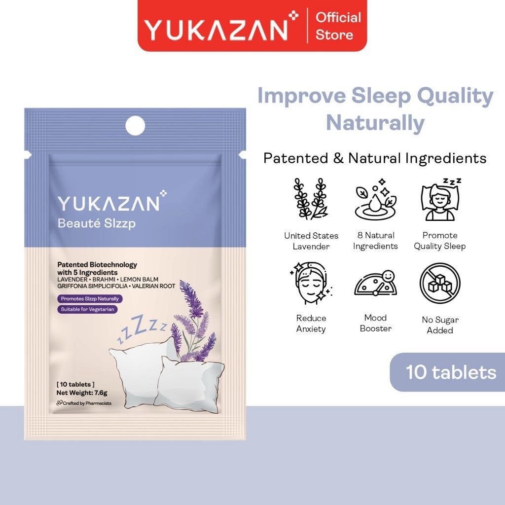 Yukazan Beauté Slzzp 10's Promote Quality Sleep Supplement / Deep Sleep / Reduce Anxiety / Stress