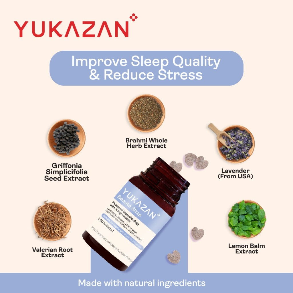 Yukazan Beauté Slzzp 10's Promote Quality Sleep Supplement / Deep Sleep / Reduce Anxiety / Stress