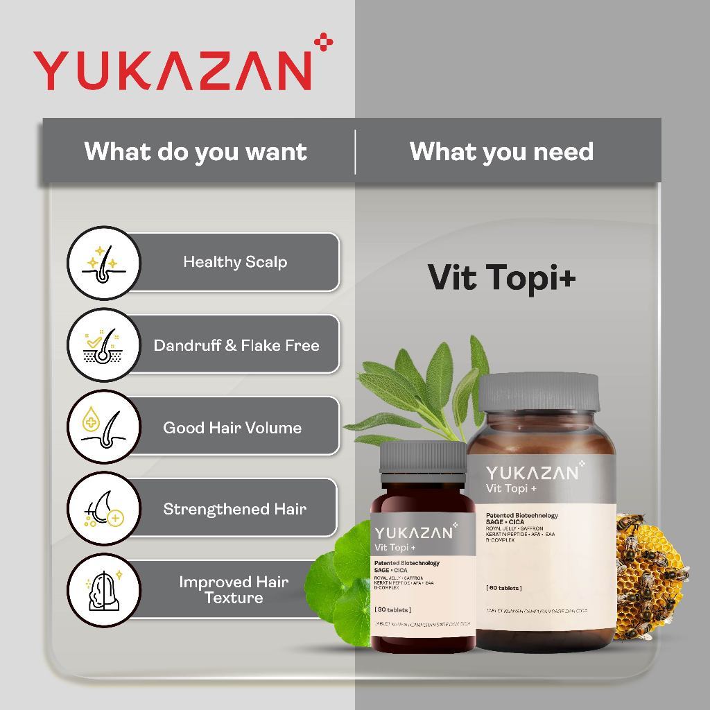 Yukazan Vit Topi+ 10's Hair Growth Chewable Supplement/ Healthy Hair Scalp / Anti Hair Loss / Hair Growth