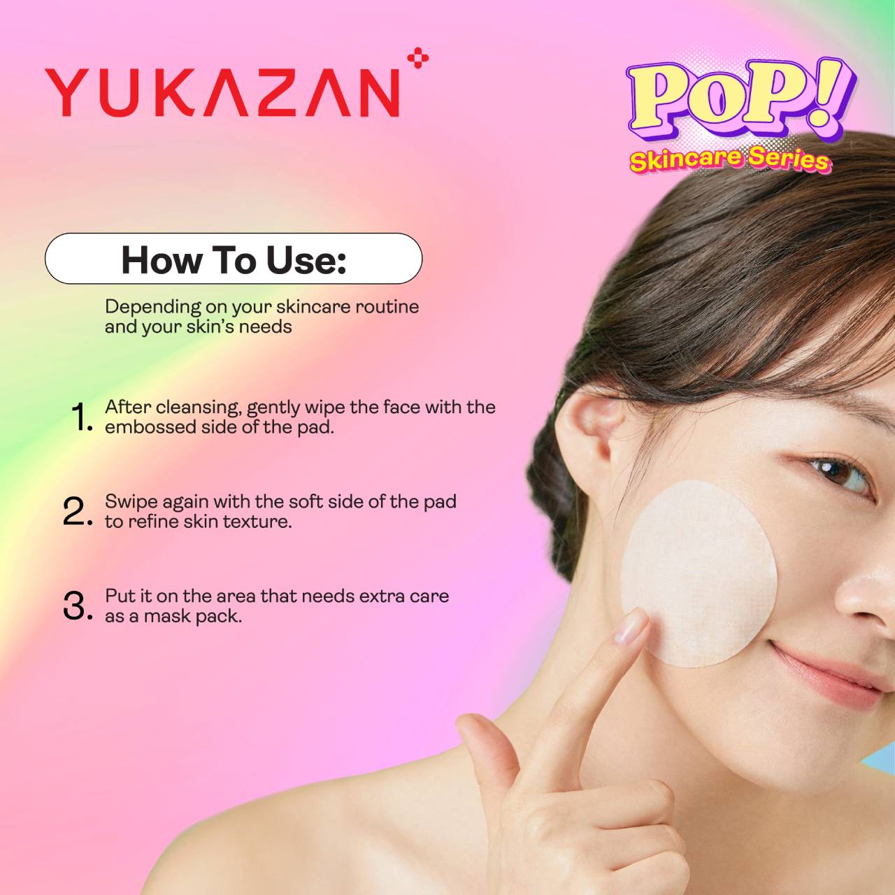 Yukazan POP! Be Bright Brightening Toner Pad 60'S / Soothing / pH Balancing / Skin care / Face / Moisturizing