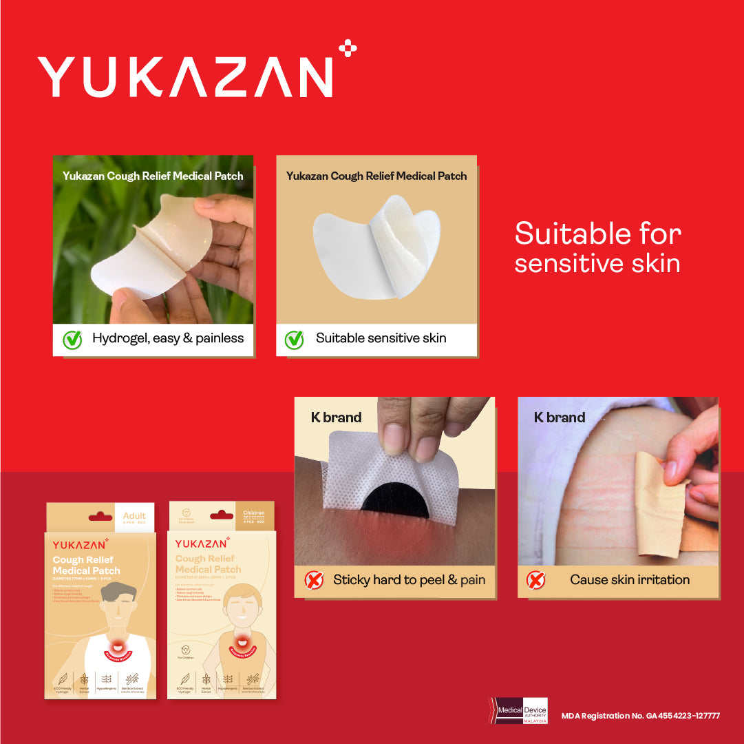 Yukazan Children / Kids Cough Relief Patch (6's) Anti Cough Patch for cough, common cold and sore throat