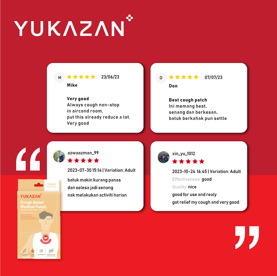 Yukazan Adult Cough Relief Patch (6's) Anti Cough Patch for cough, common cold and sore throat