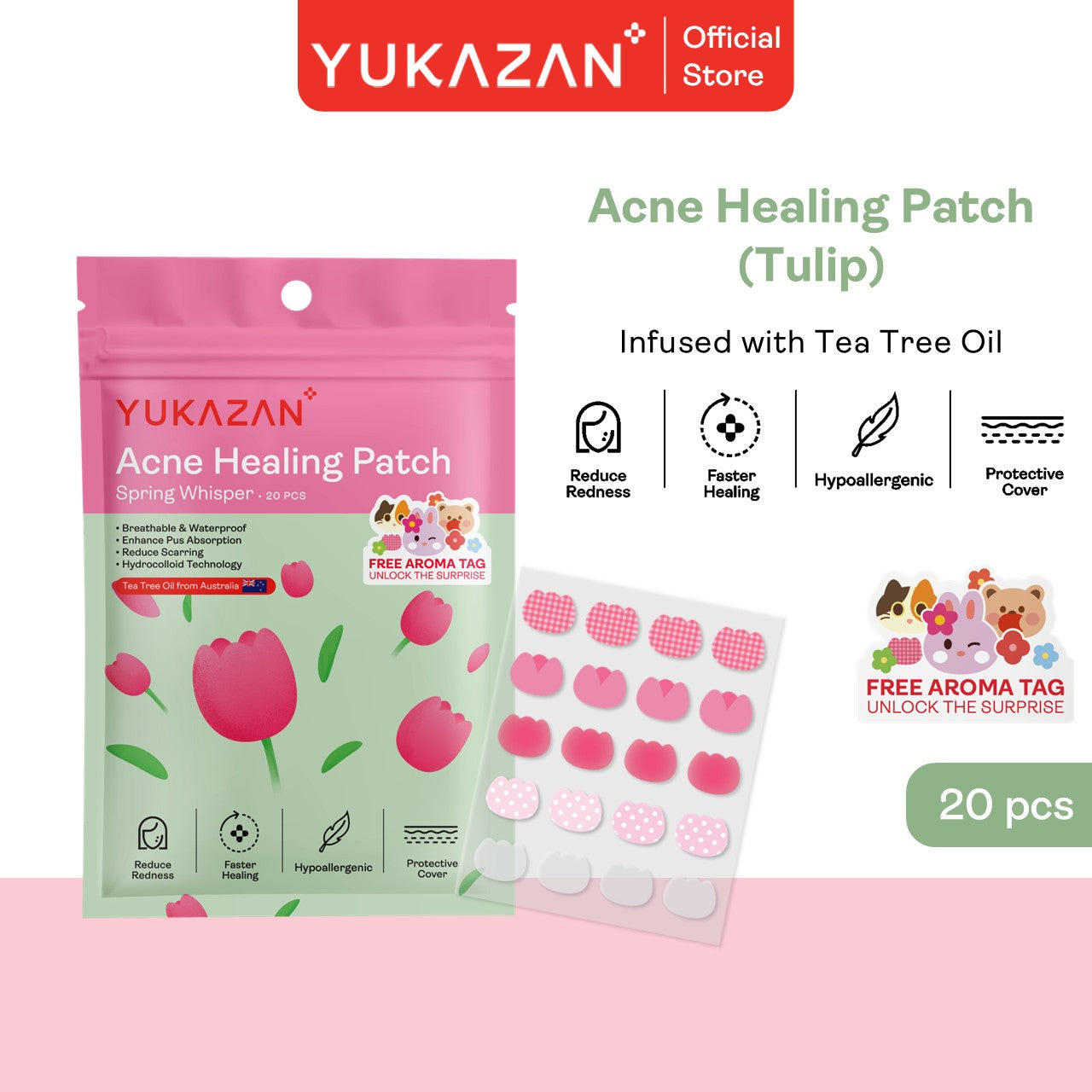 Yukazan Hydrocolloid Acne Healing Patch 20's