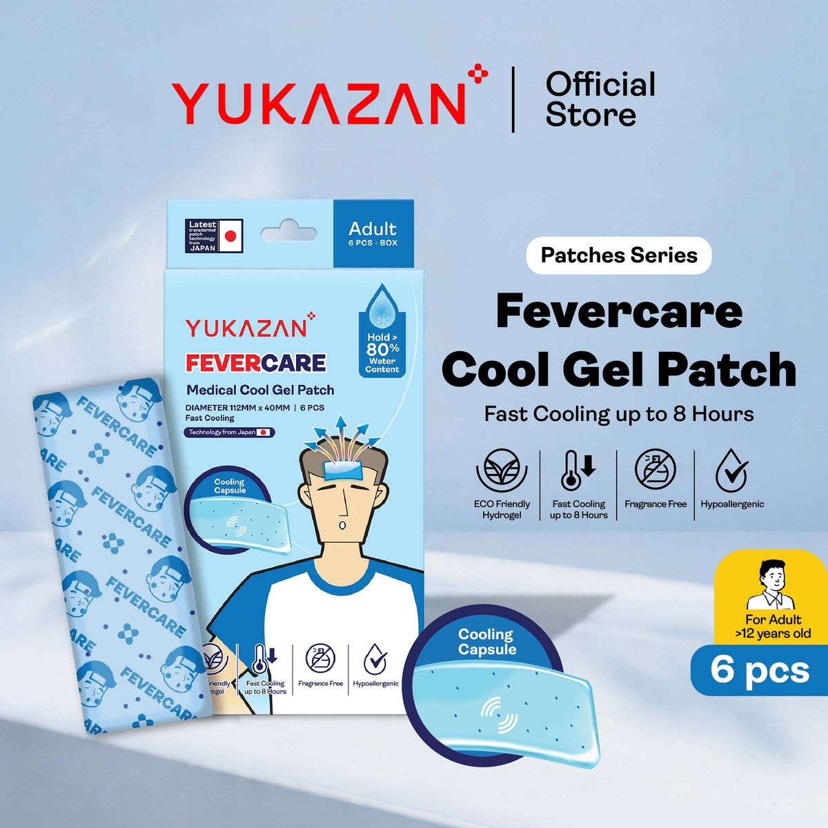 Yukazan Adult Fevercare Cool Gel Patch 6's