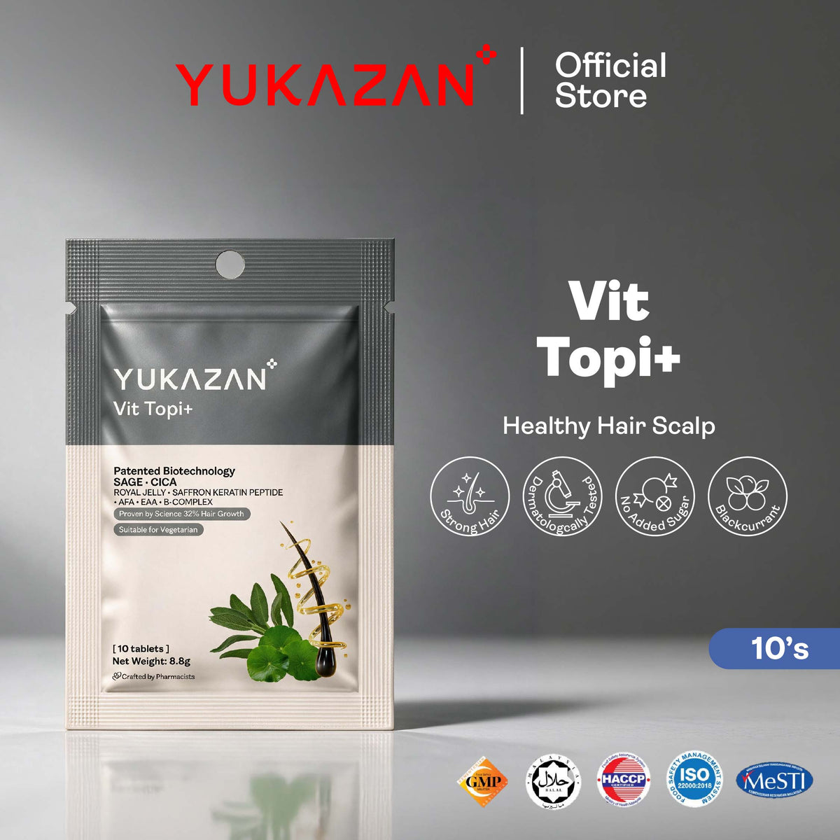 Yukazan Vit Topi+ 10's Hair Growth Chewable Supplement/ Healthy Hair Scalp / Anti Hair Loss / Hair Growth