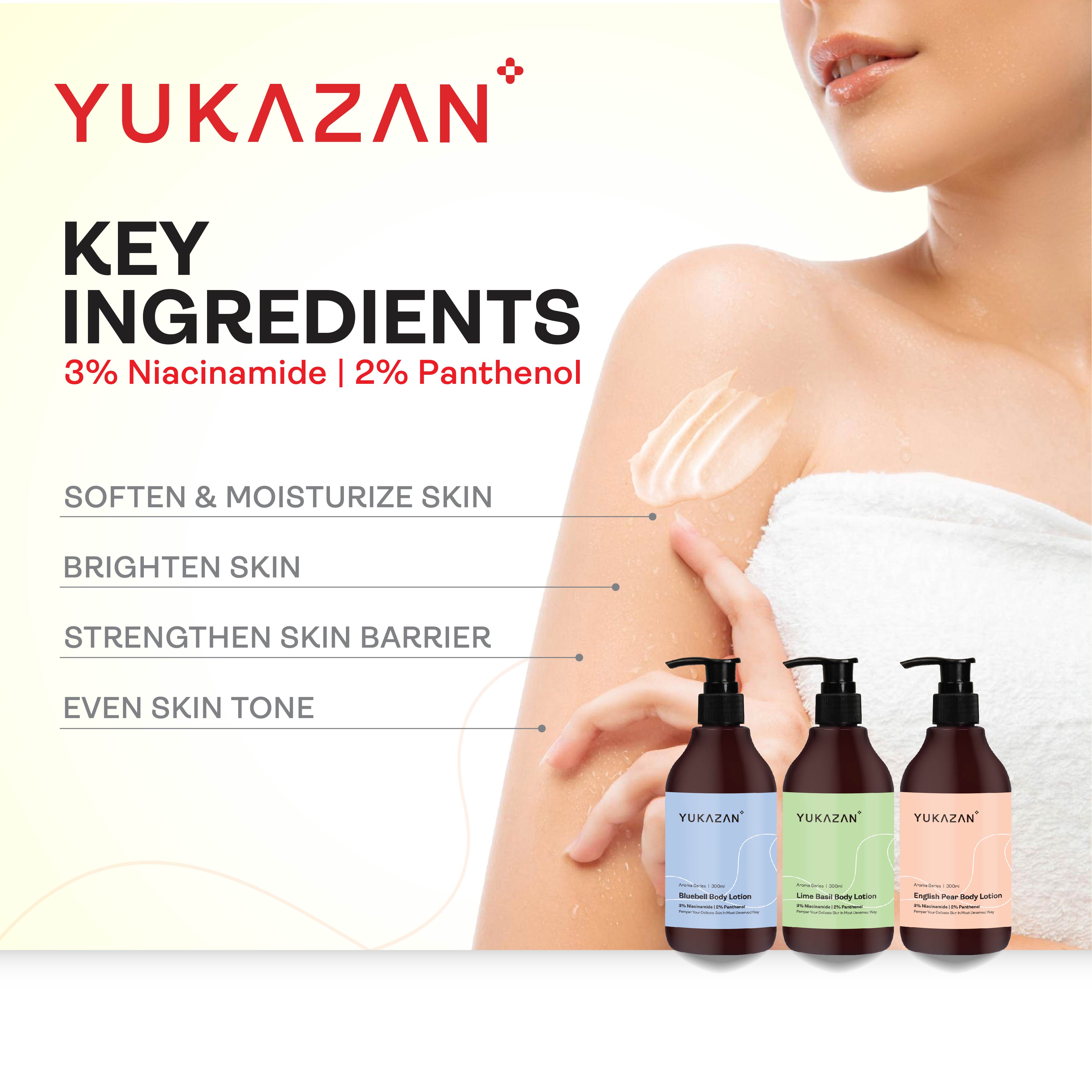 Yukazan Bluebell Body Lotion 300ml - Daily Moisturizing Brightening Body Lotion